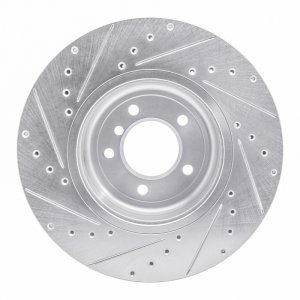 BMW Z4 Brake Rotor (1) - Front Right - R1 Concepts - Drilled & Slotted - Silver - `11-`16